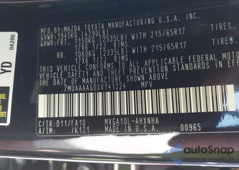 2025 Toyota Corolla Cross L из США, поврежденный, VIN 7MUAAAAG0SV141224